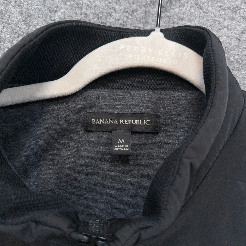 Banana Republic Puffer Vest Mens Medium Black Quilted Full Zip Lightweight Gilet